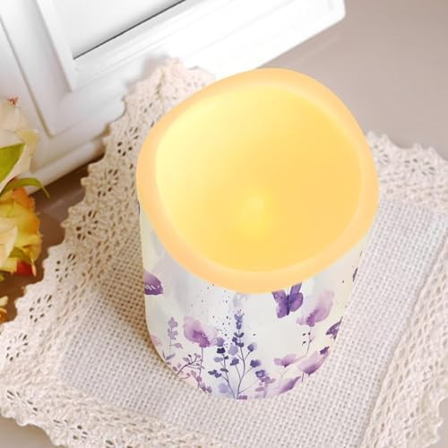 Floral Butterfly Flameless Light Candles with Timer Remote Control Battery Operated Candles with Color Changing Fake Electric Pillar Candle Tea Lights Home Table Indoor Beach Decoration - Image 6