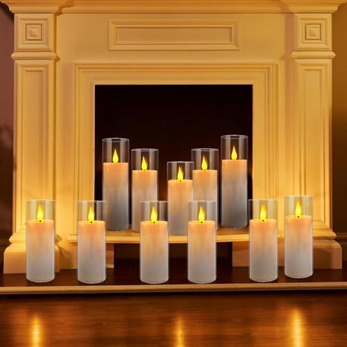 YOROXRG Set of 24 Flickering Flameless Candles Battery Operated with Remote and 2/4/6/8 H Timer Plexiglass Led Pillar Candles with Realistic Moving Wick Candles for Home Decor (D2.2"xH 5"6"7")(White) - Image 3