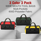 Sanwuta 3 Pack 16 Inch Tool Bags, Classic, Red, Army Green, Yellow - Image 4