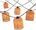 13FT Natural Rattan String Lights, 10 Decorative Lanterns Lights, White by MAINDECO
