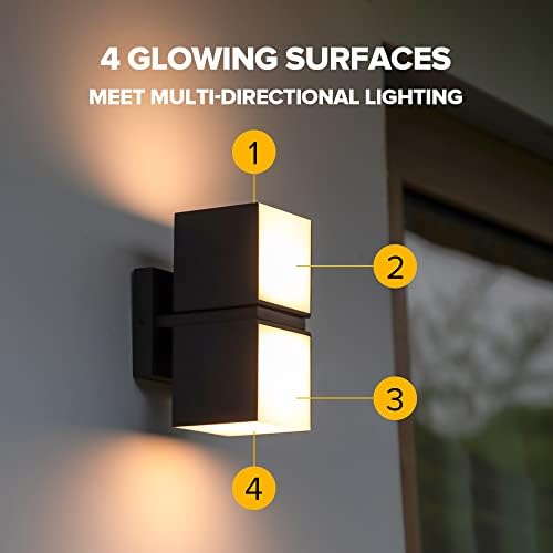 LUTEC Cuba 3000K 1100LM LED Integrated Porch Wall Light Outdoor and Indoor Bedroom LED Wall Lantern Sconce-Bronze - Image 3