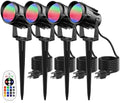 Christmas Halloween Spotlight Outdoor, 12W Color Changing Outdoor Floodlight Fixture with Stake for Garden Yard Path, 120V Waterproof Landscape Lighting Plug in with Remote (4 Pack) by JIAQIYAN