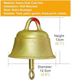 GTPBAO Antique Golden Cast Iron Door Bell, Large Service Bells for Homes Kitchen Grocery Patio, Weatherproof Dinner Bell(Bell 12.5cm/4.9in) - Image 2
