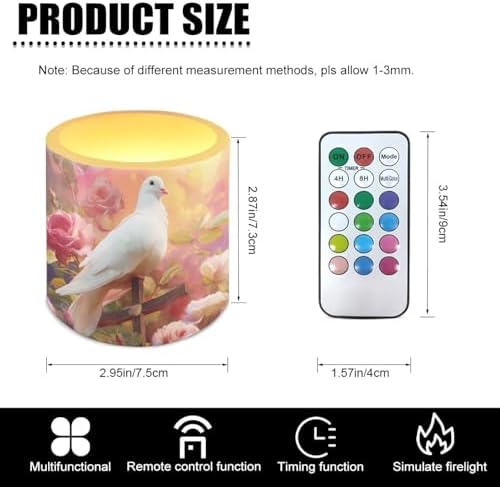 Floral Pigeon LED Flameless Candles with Realistic Dancing Flame Outdoor Battery Operated with Timer Remote (4 Pack) Elegant Lighting for Gardens, Backyards, Balconies & Patio Decor - Image 7