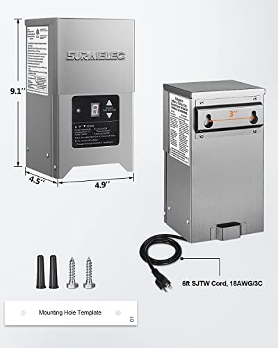 SURAIELEC 300W Outdoor Light Transformer with Photocell Sensor, ETL Listed - Image 7