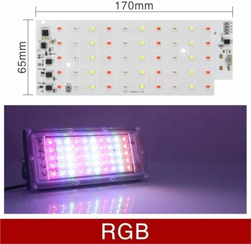 2-Pack 50W RGB LED Floodlight Chip, SMD2835 AC 220V, Color Changing Light Beads for Outdoor Spotlights & DIY Lighting(RGB Chip No Remote) - Image 2
