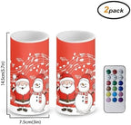 Christmas Santa Claus Flameless Candles with Remote Green Battery Operated Candles with Timer Pack of 2 Snowman LED Pillar Lights for Home Decorations - Image 2