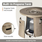 HOMPUS 31 inch Round Patio Propane Fire Table, 40000 BTU Smokeless Outdoor Fire Pit, Patio Concrete Firepit with Rain Cover for Garden, Deck, Backyard - Image 3
