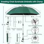 2-in-1 Garden Kneeler with Umbrella, Garden Kneeling Bench & Green Umbrella, Portable Garden Stool Loads Capacity 330lb and Garden Tools Bag with bottle holder, Gardening Gifts for Women,Men,Seniors - Image 2