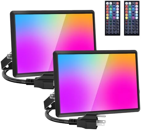 Olafus 30W LED Flood Light Outdoor, 300W Equivalent 2700K Warm White RGB Color Changing Led Stage Landscape Lights with Remote, DIY Scenes, IP66 Uplights for Events, Uplighting for Party 2 Pack by Olafus