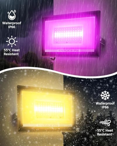 T-SUN 4 Pack 60W RGB Flood Lights Outdoor Color Changing Flood Lights - Image 7
