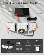 Lepro Solar Security Lights Outdoor Motion Sensor, 2 in 1 Separated and Integrated Remote Control IP65 Waterproof Solar Lights with 2 Light Modes, 3 Heads Floodlight for Garden Yard Garage - Image 7