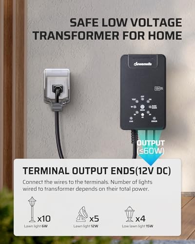 DEWENWILS 60W Low Voltage Transformer, Dusk to Dawn Sensor, Countdown Timer - Image 5