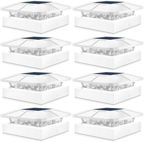 Peasur 8 Packs 4x4 White Solar Post Cap Lights Outdoor with 3 Modes by Peasur