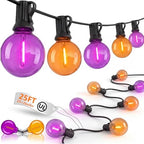 25FT G40 LED Outdoor Halloween String Lights, Orange and Purple Halloween Decorations Lights with 27 Shatterproof Globe Bulbs(2 Spare), Hanging Patio Lights for Holiday Balcony Backyard Party Garden by Goothy