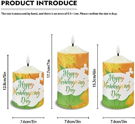 Cozeyat Flickering Flameless Electric Candles with Remote 3 Pieces, Autumn Maple Leaf Print LED Candles Battery Operated, Realistic Wax Pillar Tealights for Thanksgiving Day Decor - Image 6