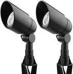 Landscape Lighting 12V 5W LED Landscape Spotlight Cast-Aluminum Waterproof Outdoor Low Voltage 450 Lumen Warm White for Garden, Lawn, Porch, Patio and Yard (2 Pack, Black) by LASDISE