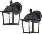 LIT-PaTH Outdoor Wall Light Fixture, Antirust Aluminum Glass, Black 2 Pack by LIT-PaTH