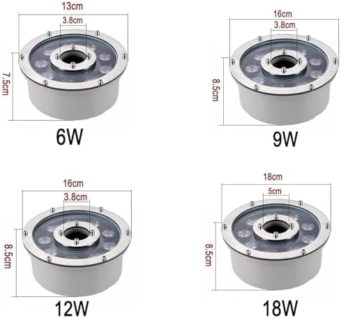 Ring Fountain RGB Light - Recessed Underwater Lights, 12V Low Voltage Middle Hole Pond Lighting, IP68 Waterproof Submersible Fountain Spotlight, For Underwater Landscape Decorative(Yellow,24W(12v)) - Image 2