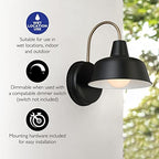 Design House Mason Farmhouse Gooseneck Barn Light, Outdoor Exterior Porch or Patio Wall Light Fixture, Black and Gold, 8 Inch Diameter, 1-Pack, 588285 - Image 6