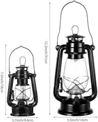 Hortsun 6 Pcs 12 Inch Vintage LED Hurricane Lantern Metal Black Outdoor Battery Operated Hanging Lantern with Warm LEDs and Dimmer Switch for Indoor Rustic Farmhouse Country Camping Decor - Image 4