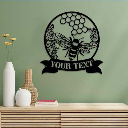 MeMate Garden Sign to Personalize, Bee Farm Sign, Custom Name Sign Metal for Bee Lovers, Bee Garden Art Decorations, Personalized Bee Farm Sign, 8-24 inches Large Metal Sign, Gift for Beekeeper - Image 4