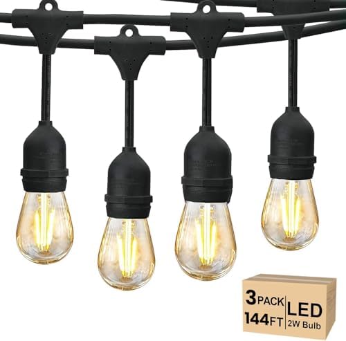 Svater 144 FT Outdoor String Lights 2W LED Outside Edison Waterproof ETL by Svater