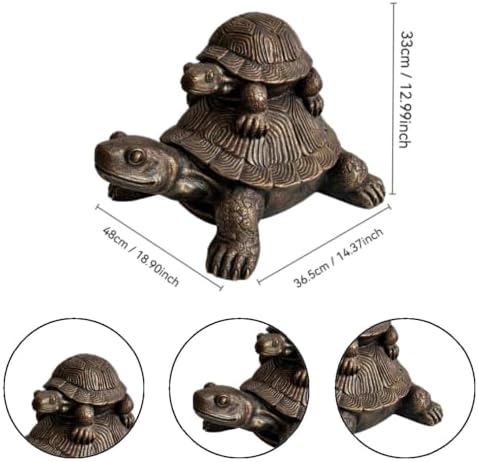 19'' Stacked Turtle Statue Mother Baby Tortoise Decor Vintage Bronze - Image 2