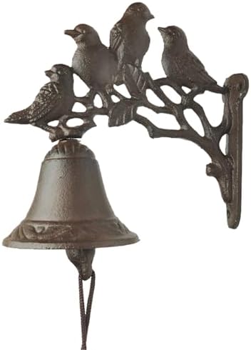 Cast Iron Bird Door Bell, Vintage Wall Mounted Dinner Bell with 4 Birds on Branches Rustic Antique Animal Style Doorbell for Outdoor Garden Porch Farmhouse Home Decoration by WJXFHTD