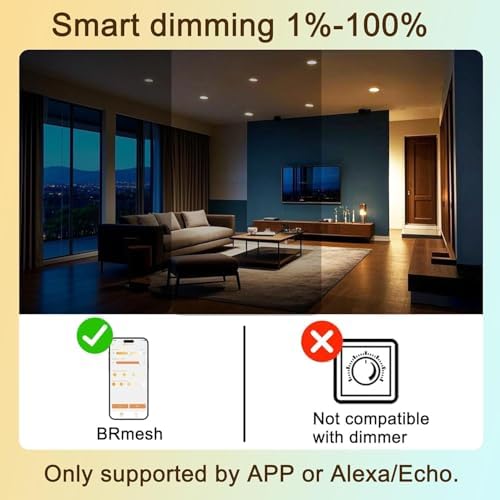 ILC BR30 LED Recessed Can Light Bulbs, Indoor Flood Light Bulb, Bluetooth APP Control, 2700K-6000K Tunable with Sleep/Wake Modes, E26 Base 10W 900LM (70W Equiv.), Fits 5"/6" Recessed Cans, 6 Pack - Image 5