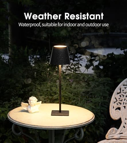 UME 3 Pack Cordless Table Lamp, Battery Operated Lamp - Portable Waterproof Rechargeable Table Lamp w/ 3 Color Temps & Stepless Dimming for Dinner, Desk, Cafe, Outdoor (Black) - Image 4