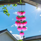 Glass Strawberry Wind Chimes - Hand-Painted Glass Strawberry Suncatcher for Window,Outdoor Garden Decor,Colorful Strawberry Ornaments Hanging Wall Art for Patio,Unique Memorial Gifts for Women & Mom - Image 3