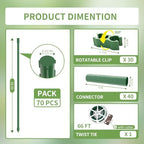 PROWORX Garden Plant Stakes, 16 Inch 70 Pack DIY 4ft 5ft 6ft Tomato Stakes - Image 5