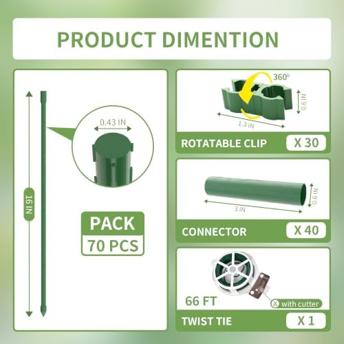 PROWORX Garden Plant Stakes, 16 Inch 70 Pack DIY 4ft 5ft 6ft Tomato Stakes - Image 5