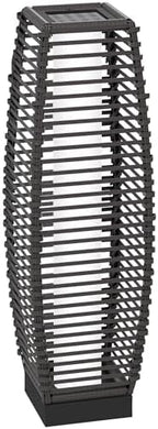 Solar Floor Lamp, Outdoor Rattan Garden Lantern with Auto LED Light, Gray by Unknown