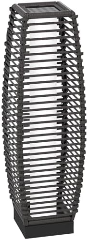 Outdoor Solar Floor Lamp, Rattan Garden Lantern with Auto LED Light, Gray by Brilluxa