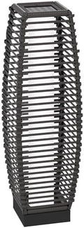 Outdoor Solar Floor Lamp, Rattan Garden Lantern with Auto LED Light, Gray by Brilluxa