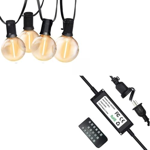 SUNTHIN Globe Outdoor String Lights 97FT with 240W Outdoor Dimmer for String Lights,Wireless Remote Control Dimmer 50Ft Distance Auto Off Switch Timer for LED Strings Lights by SUNTHIN