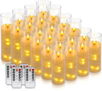 YOROXRG 24 Pack Christmas Decoration Flickering Flameless Candles,Battery Operated Candles,LED String Lights LED Candles for New Year, Home Decor, Parties,Wedding(D2.2 xH 5" 6" 7") (White) by YOROXRG