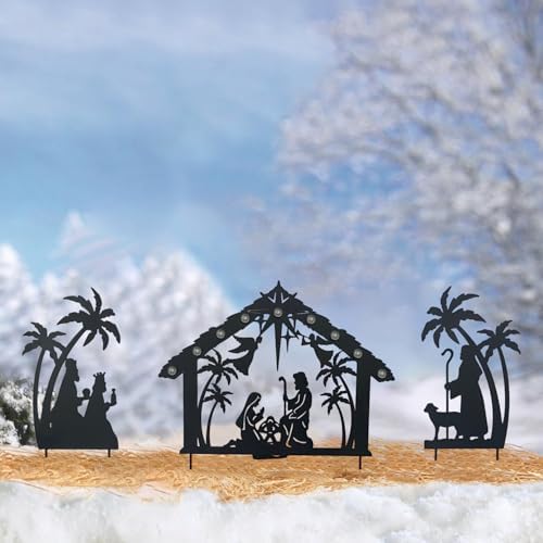 WAIU Solar Lighted Nativity Scene Garden Decor, Outdoor Christmas Yard Lawn Holiday Party Ornament - Image 5