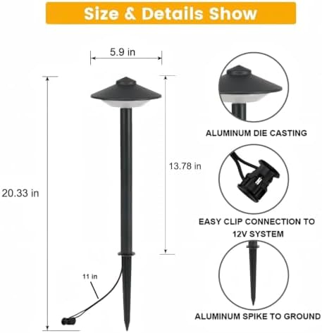 6 Pack Low Voltage Pathway Lights LED Garden Lights Warm White - Image 3