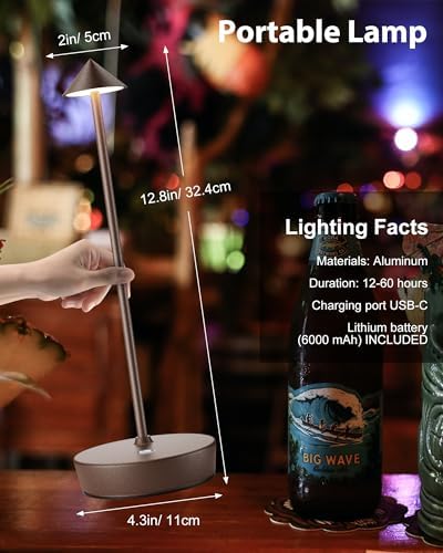 Cordless Table Lamp Rechargeable 6000mAh Battery Outdoor LED Light - Image 4