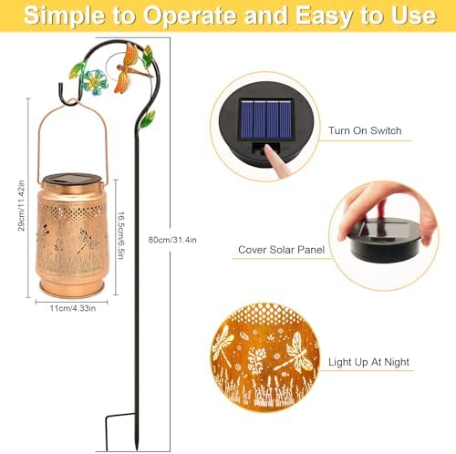 Solar Lanterns Outdoor Dragonfly Garden Decor, Birthday Gifts for Women Mom - Image 4