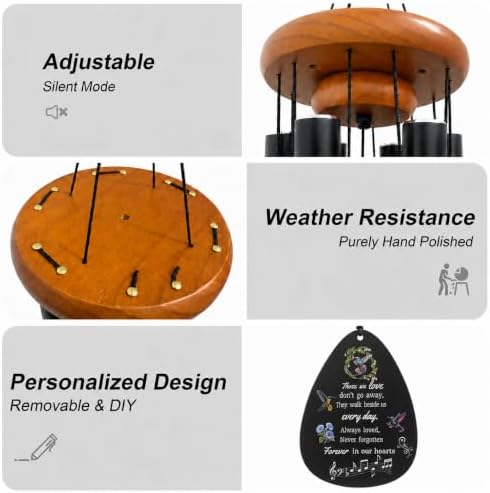 Hummingbird Memorial Wind Chimes for Outside with Adjustable Sound & Mute Option, in Memory Wind Chimes for Outside, Bereavement Remembrance Gift for Mother, Dad, Husband, Loved One - Image 6
