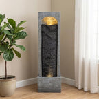 39" Modern Tall Outdoor Water Fountain Vertical Cascading Waterfall Feature - Image 3