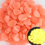 Colorful Glow-in-the-Dark Garden Stones, 500Pcs Solar Glow in the Dark Pebbles, Piedras Luminosas para Jardin,Outdoor Luminous Stones for Garden Path Walkway Yard Fish Tank Plant Pots (Orange red) by lfjfaecx