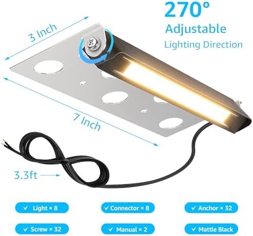 SUNVIE 8-Pack 7 Inch Retaining Wall Lights 5W LED Waterproof Hardscape Lighting 12V Low Voltage Step Lights Outdoor Landscape Lighting with Connectors 3000K Warm White Paver Lights, ETL Listed Cord - Image 7