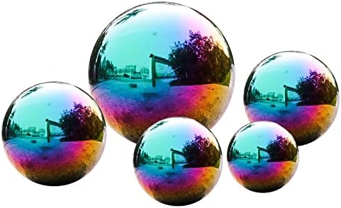 Rainbow Stainless Steel Gazing Ball,10inch Mirror Polished Hollow Ball - Image 3