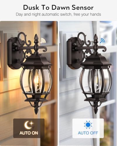 VIANIS Bronze Outdoor Garage Lights Wall Mount Dusk to Dawn, Waterproof - Image 2