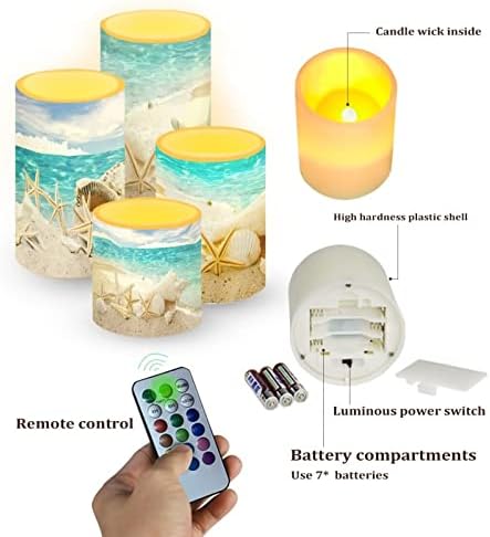 Flameless Candles Battery Powered with Multicolor Timer Remote Control Everlasting Fake Candles for Party Garden Indoor Outdoor Coastal Decor, Beach Coastal Multi - Image 6